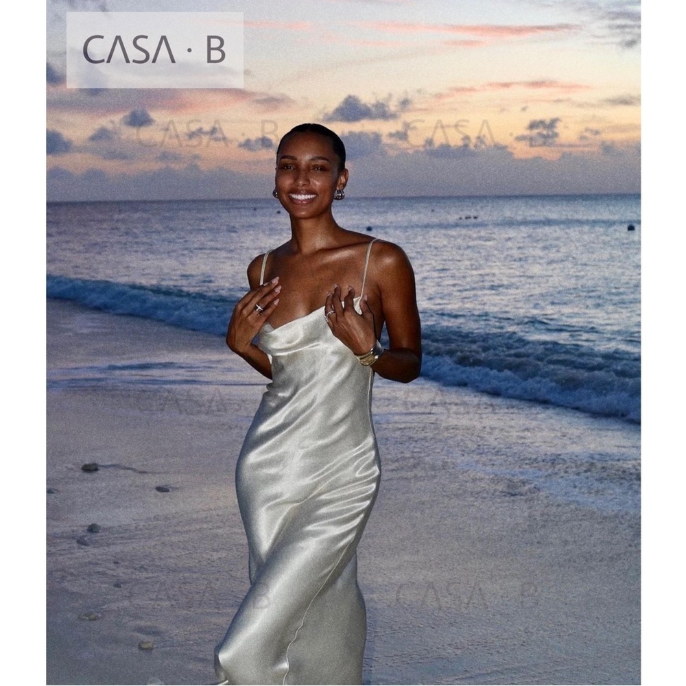 NEW to CASA B💫| Adrienne Satin White Backless Long Slip Dress🤍